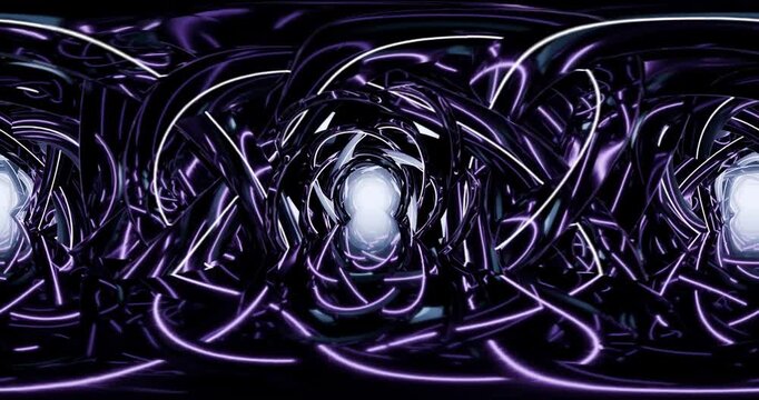Neon Purple Light Tunnel Vortex Abstract Background 360 vr looping video
