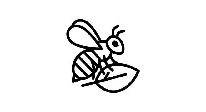 A cartoon bee on a leaf.