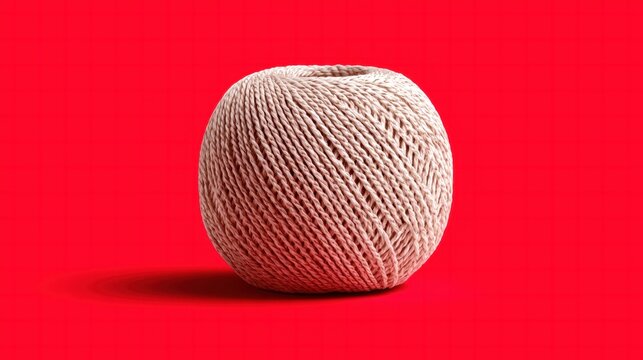 Ball of twine on a vibrant red background