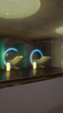 Inside a modern habitat on Mars, sleek furnishings and glowing elements create a vibrant atmosphere. The living spaces suggest advanced technology and comfort for future inhabitants.