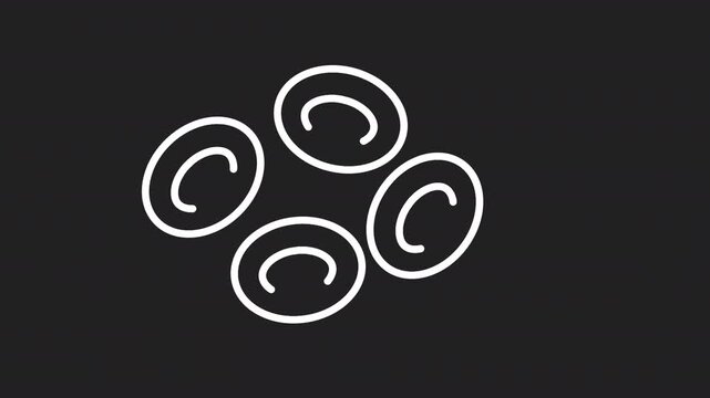 Animated Red Blood Cells White  Icon. Blood circulation oxygen transport and medical biology concept. Icon animation on transparent background