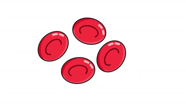 Animated Red Blood Cells Color Icon. Blood circulation oxygen transport and medical biology concept. Icon animation on transparent background