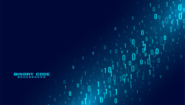 futuristic binary code tech concept background with light effect