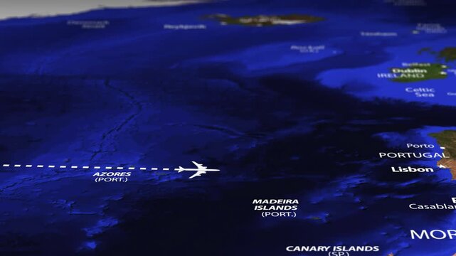 Flight From New York USA to Algiers ALGERIA with flag pins