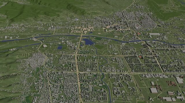 3D looped animation of city - Dushanbe Tajikistan