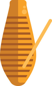 Guiro musical instrument with a scraper creating latin rhythm