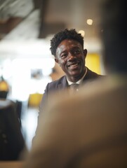 Obraz premium Smiling Man in Suit Posing for Photo, Confident Expression with Hands on Hips.