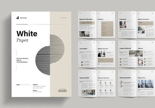 White Paper Brochure Template Design Layout