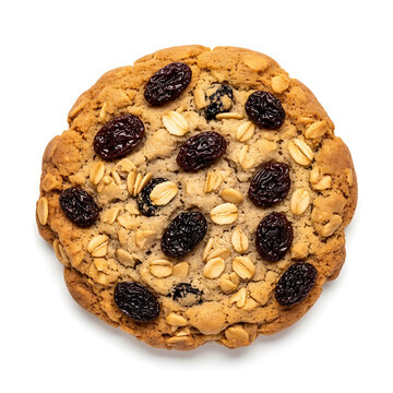 Delicious Oatmeal Raisin Cookie on White Background