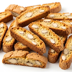 Fototapeta premium Biscotti with Almonds on White Background