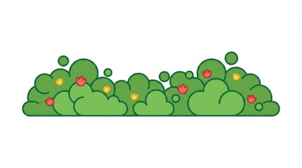 Fototapeta premium Cartoon green bush with flowers.