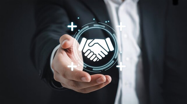 Business partnership, handshake agreement, corporate deal, professional collaboration