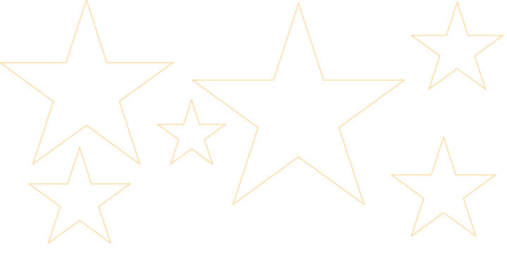 Shiny gold and silver star vector illustration elements featuring 3d glossy metal shapes for a Christmas holiday celebration card or web icon design on a white background