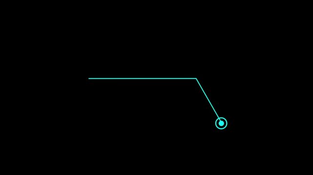 4k Long dotted line arrow animation to indicate an object. arrow animation following wavy dotted line. target arrow icon on 4K black background. Modern technology scoreboard overlay Template.