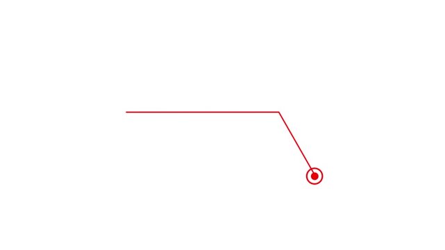 Long dotted line arrow animation to indicate an object. arrow animation following wavy dotted line. target arrow icon on 4K black background