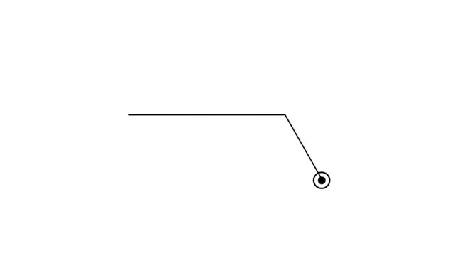 Long dotted line arrow animation to indicate an object. arrow animation following wavy dotted line. target arrow icon on 4K black background