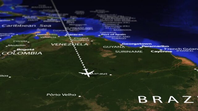 Flight From New York USA to Asuncion PARAGUAY with flag pins