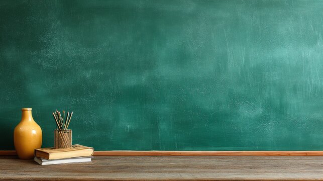 Green classroom chalkboard background close up with textured surface and natural chalk marks, empty school board mockup for education design, copy space for text, back to school concept with simple ac