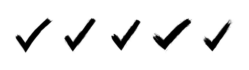 Check tick mark icon set. hand drawn black brush stroke check mark icon set. vector illustration © Emon Stock