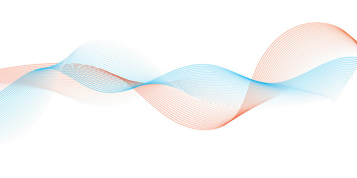 Abstract red and blue wave lines background with smooth gradient flow and modern design.