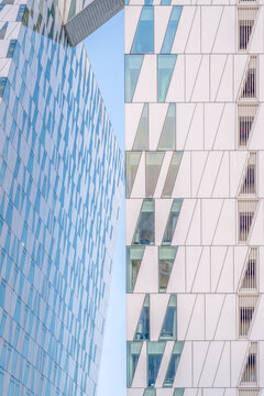 Abstract Geometric Architecture Of Modern White Buildings, Minimalist Design, Contemporary