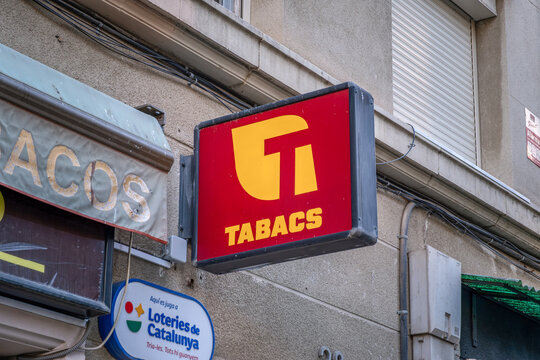 Official Spanish Tobacco Shop Tabacs Sign In Catalonia, Spain