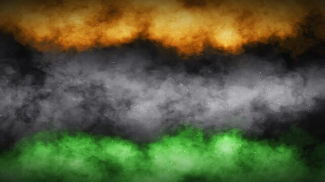 Three colors smoke tricolors indian national flag Indian Flag Greeting Card Wish Celebrate Republic Day Background smoke ink national flag Ashoka chakra. copy space for national holiday greetings
