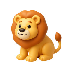Obraz premium Cute Cartoon Lion with Brown Mane