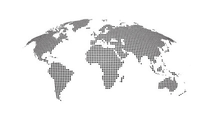 Naklejka premium Dotted World Map Halftone Style 3D Perspective Vector Illustration 