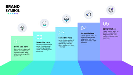 Plakat Infographic template. Staircase with 5 steps and icons