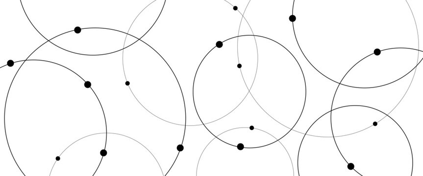 Vector creative technology graphic design element with overlapping circles dots and dashed circles