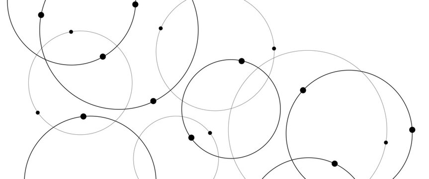 Vector creative technology graphic design element with overlapping circles dots and dashed circles