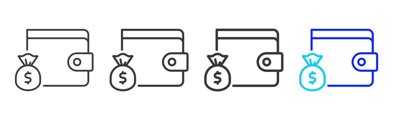 Personal Savings Set Collection Outline Style For Insurance With Multiple Thickness Variations Editable Vector Icon Pack Clean Modern Finance Savings Protection Kit © leaf icon studio