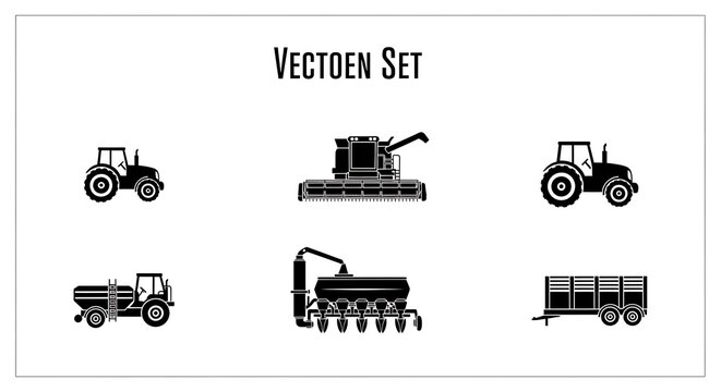 Tractor and Farm Vehicle Icons.
