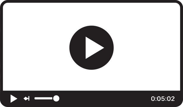 Black and white player interface with play button, timeline, and time display also transparent background