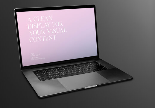 Sleek Laptop With  Customizable Screen Mockup PSD