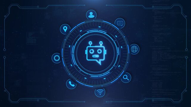 AI Chatbot Assistant Icon Digital Cloud Icons robot chatbot by circular UI for calls, mail, location, Wi-Fi. for artificial intelligence customer service, virtual assistants, cloud technology 3D