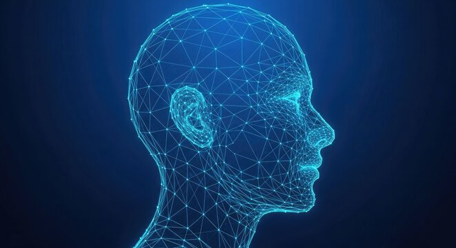 Digital human head a futuristic blueprint of artificial intelligence