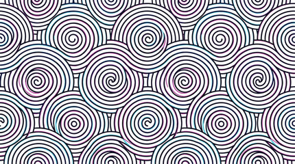 Fototapeta premium A mesmerizing black and white op-art pattern of interlocking spirals forms continuous, flowing waves, creating a hypnotic optical illusion with subtle chromatic aberration.