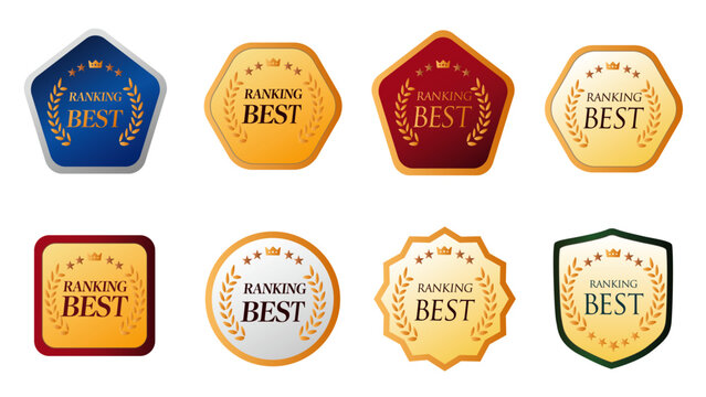 ランキングBESTバッジセット｜受賞・人気・おすすめ訴求の高級フレーム・エンブレム・ベクター：メダルセットC_03_BEST