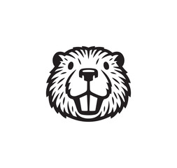 Stylized Beaver Head Logo Design Black and White. © Yan