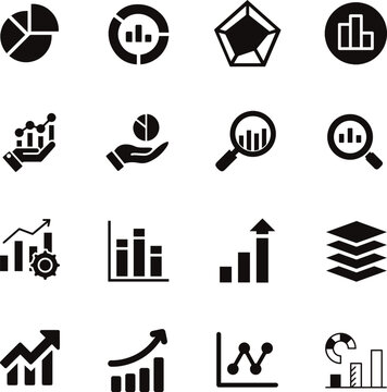 Data graph icon vector, analytics chart symbol, business statistics infographic element, modern flat design