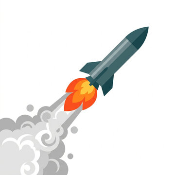 Flying Missile Flat Design Illustration
