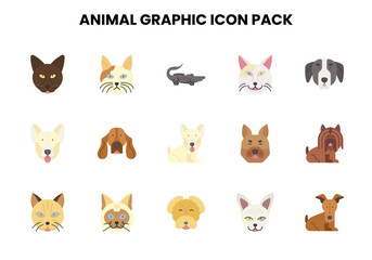 Fototapeta premium Animal Graphic Flat UI Icons Pack