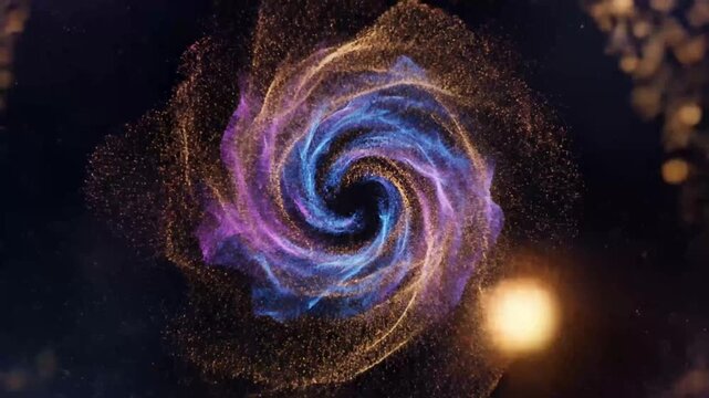 Dynamic Abstract Cosmic Swirl of Colorful Particles Forming a Galactic Vortex Motion