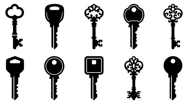 Key Silhouette Vector Pack &ndash; Minimalist Lock & Security SVG Collection