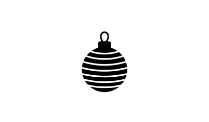 Fototapeta premium Stylized Christmas ornament silhouette vector with decorative stripes black flat design