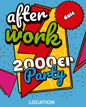 Flyer and poster template for an after-work party featuring hits from the 2000s. vector illustration