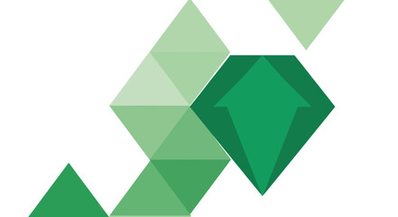 Fototapeta premium Green geometric shapes with upward arrow, growth concept