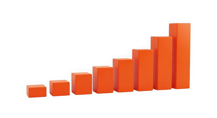 Fototapeta premium Graph showing growth with orange bars on a white background